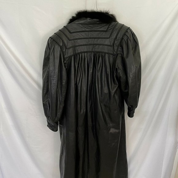 J. Percy for Marvin Richards LONG Duster Leather Jacket Fox Fur Lined Jacket M - Picture 10 of 11